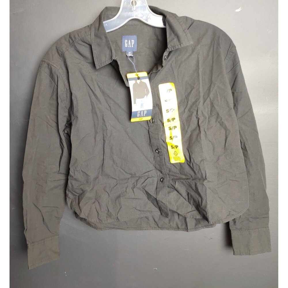 GAP Womens Black Button Up Casual Office Everyday Shirt Size Small Classic